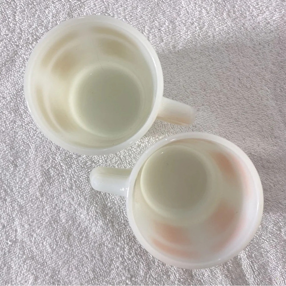 Vintage Anchor Hocking Yellow & Orange Atomic Cloud Pattern Stacking Mugs x2 - Picture 10 of 11